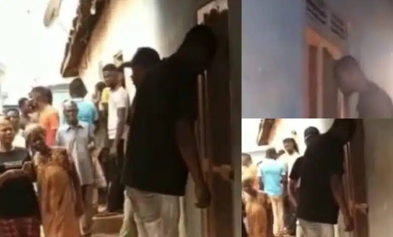 Drama as thief gets stuck at victim's door in Ghana (Video)