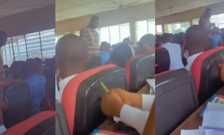 Moment IMSU lecturer lands student double slap for failing to wear uniform to class