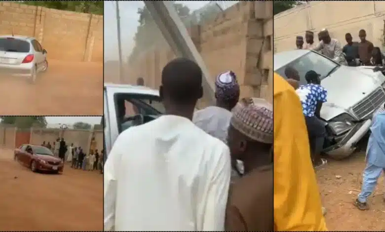 Car drifters run into pole, fence in Maiduguri (Video)