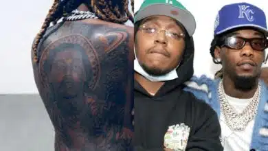 Offset gets giant back-tattoo of cousin, Takeoff