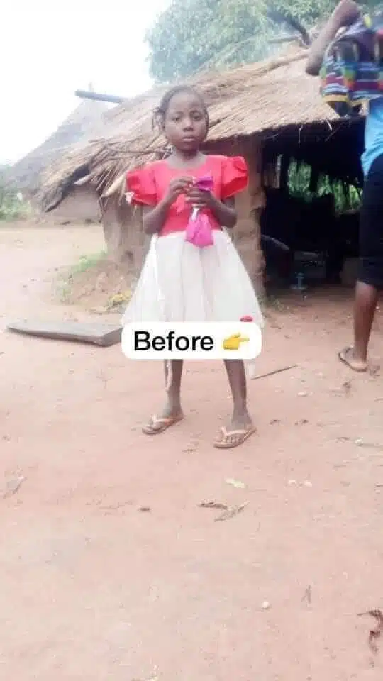 Lady shares adorable before-after transformation of house help 