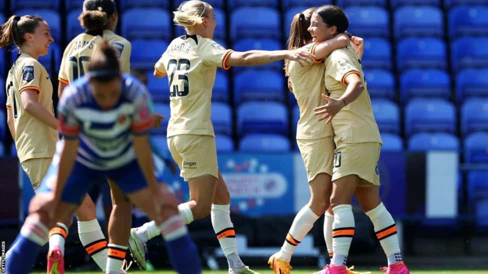 Chelsea women win fourth successive Women's Super League title after victory over Reading