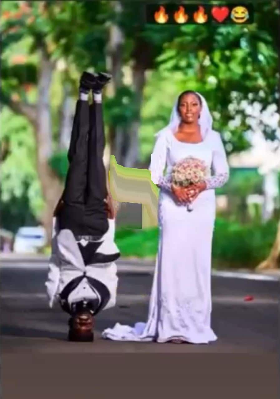 Groom sparks reactions following unusual wedding photoshoot