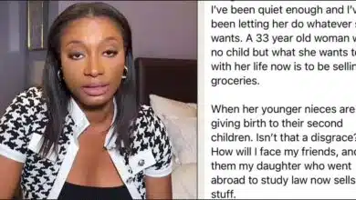 "How will I face my friends?" — Mother vows to disown daughter over grocery business idea, single at 33 (Video)