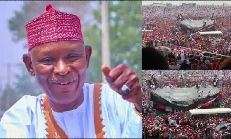 Stage collapses during swearing-in of Kano State's governor, Yusuf Abba (Video)