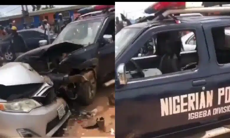 Police van mistakenly crushes customer's car in car chase incident goes viral (video)