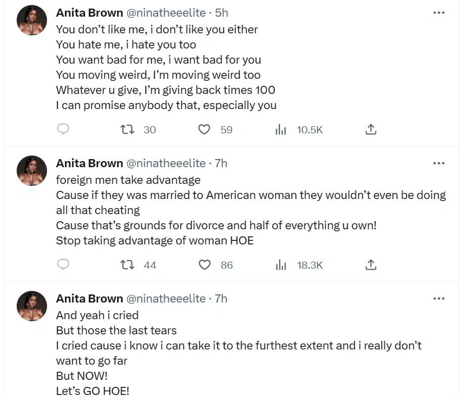 Anita Brown alleges that Chioma had abortions for Davido