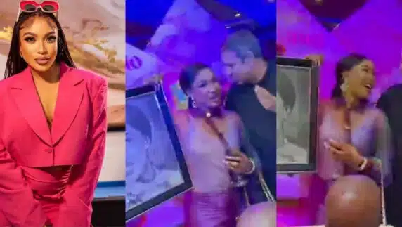 Speculations as Tonto Dikeh flaunts mystery man at 38th birthday party (Video)