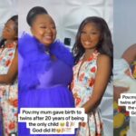 Lady celebrates as her mom gives birth to twins after 20 years of being the only child