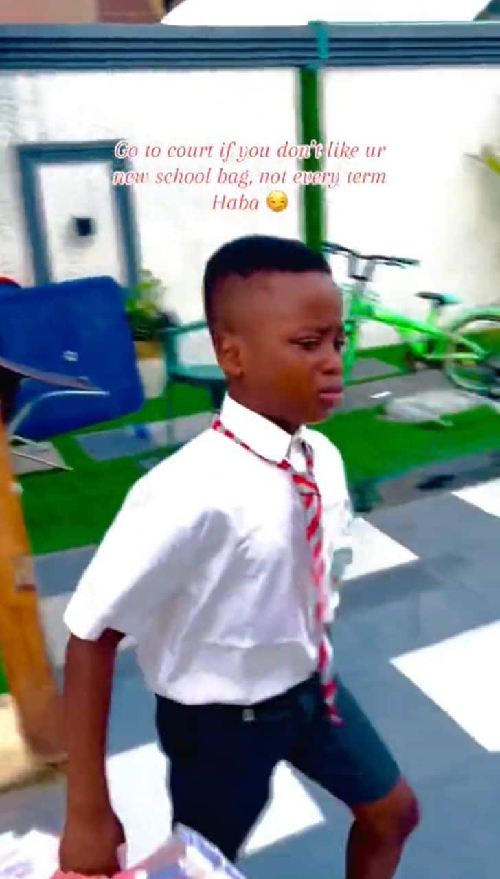 Mother replaces son’s school bag with sack of cement after losing it consecutively (Video)