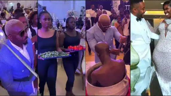 Pretty Mike makes grand entrance at Warri Pikin's wedding, cooks soup (Video)