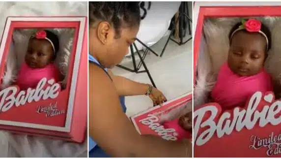 She looks like a doll" - Mother puts baby in a box for photoshoot (Video)