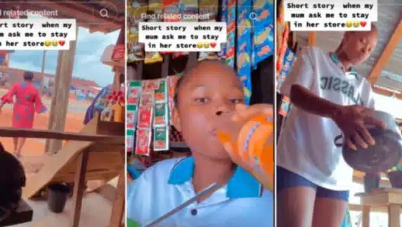 Moment mother asked lastborn to help stay in her provision shop (Video)