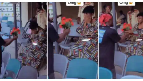 Nigerian female lecturer gets emotional as male student proposes to her