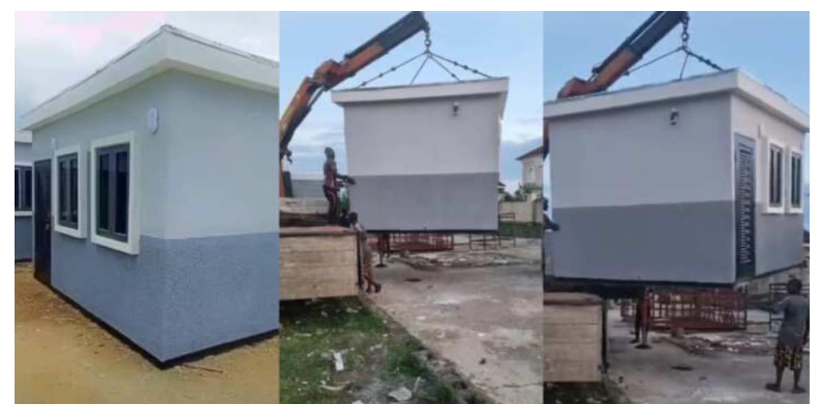 "Only land is needed" - Nigerian man unveils house that can be lifted and relocated anywhere (Video)