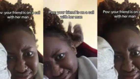 Lady shows friend's funny behavior towards her during phone calls with boyfriend (Video)