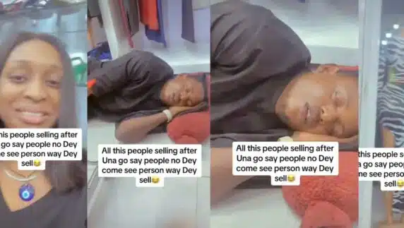 Lady boutique seller sleeping