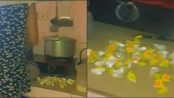 "Maggi-A-Thon" — Lady causes a stir as she cooks with over 10 seasoning cubes (Video)