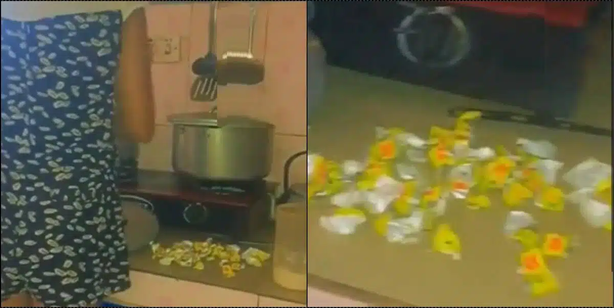 "Maggi-A-Thon" — Lady causes a stir as she cooks with over 10 seasoning cubes (Video)