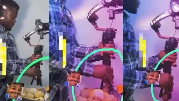 Moment cameraman is caught stylishly stealing while recording