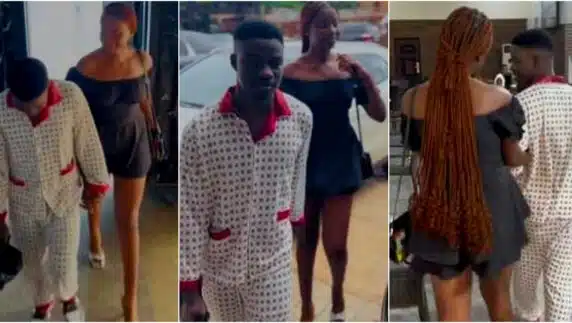 Boy goes on a romantic date with girlfriend in pyjamas he bought for N15K