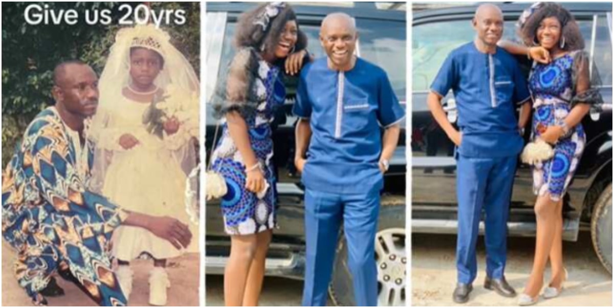 Lady causes a stir as she posts throwback photo she took with her father 20 years ago when she was a child (Video)