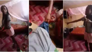 Drama as girlfriend accommodating boyfriend forces him out over quarrel (Video)