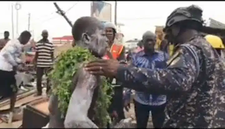 Fetish priest gets arrested after youths called him to halt demolition exercise