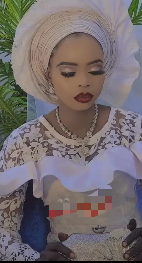 Beautiful bride wears make-up and tattoos on wedding day 