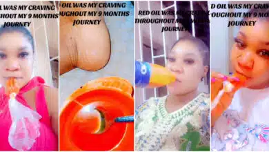 "I drank plenty palm oil"- Pregnant Woman causes buzz with her extraordinary craving during pregnancy (Video)