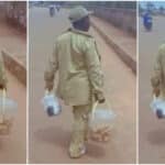 NYSC member causes buzz as she hawks meat pie on expressway, Video trends