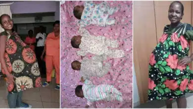 lady welcomes quadruplet after 9 year of waiting