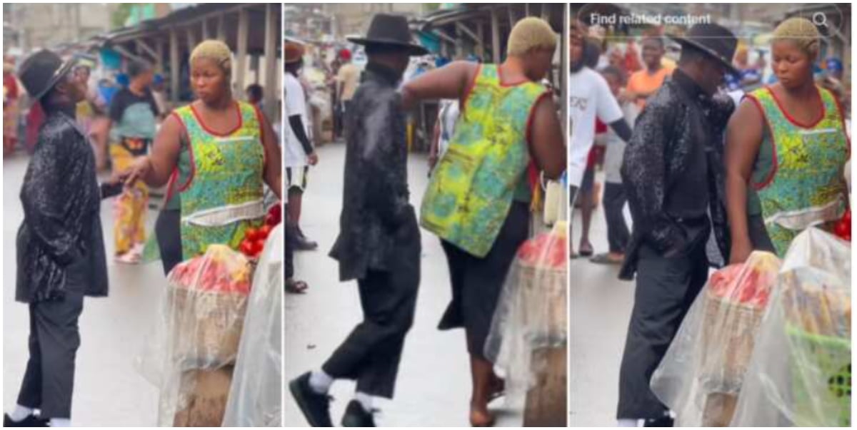 Man Causes A Stir As He Dances Like Michael Jackson Beside Lady In Market She Pushes Him Away 