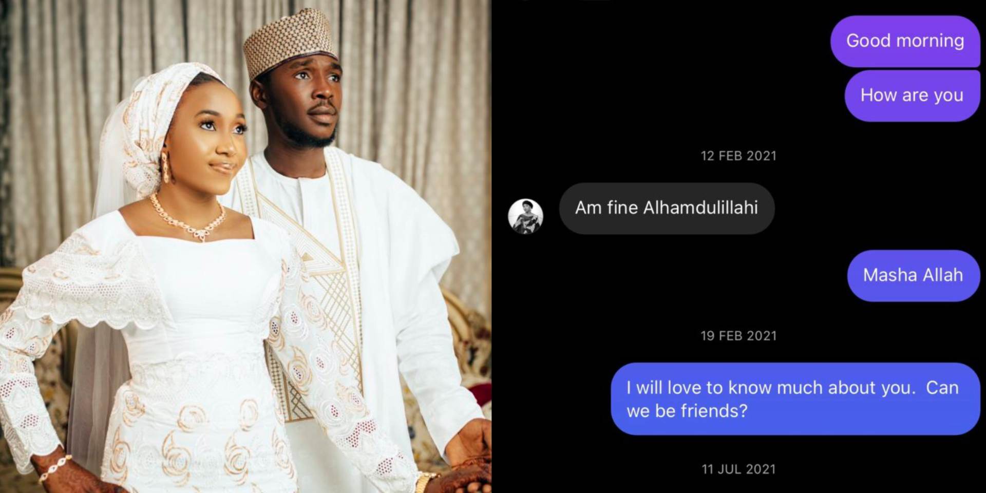 Man ties the knot with lady who replied his DM after five months of begging