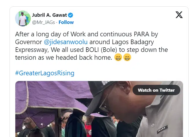 Gov. Sanwo-Olu spotted buying ‘Boli’ along Lagos-Ibadan expressway; Netizens React(Video)