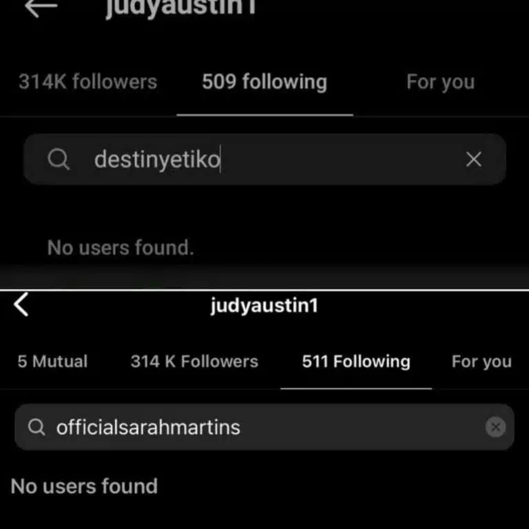 Judy Austin unfollows Sarah Martins, Destiny Etiko on Instagram over allegiance to May Edochie