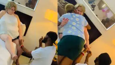 Nigerian man proposes to his white lover in grand style