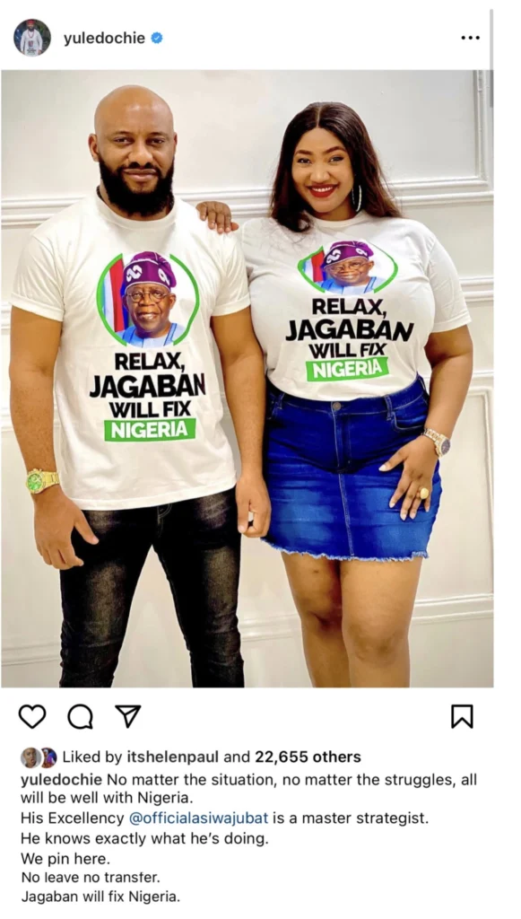 Netizens react after Yul and Judy Edochie beg Nigerians to be calm under Tinubu’s presidency 