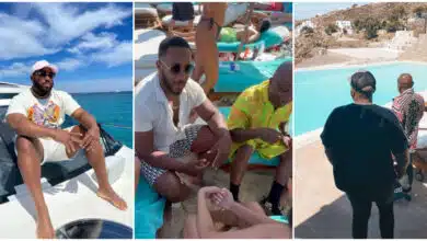 "Men wey sabi wire" - Reactions as Kiddwaya and dad Terry Waya cool off with ladies at the beach