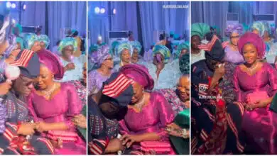 Father causes stir as he cries a river at his daughter's wedding, mother cheers with beaming smiles; Video stirs emotions