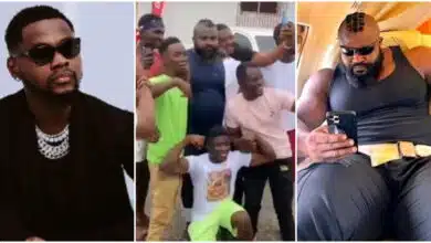 "Bouncer come be like celebrity" - Crowd gather around Kizz Daniel's bouncer as they hail him