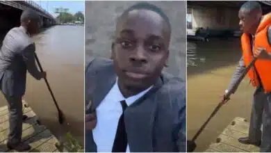 "Cars no dey go there" - Man discloses he rides on boat to new job he got