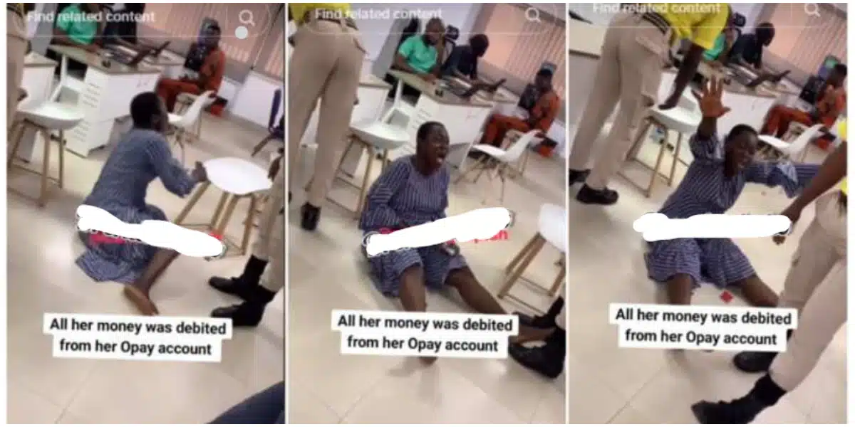 Nigerian woman throws herself on floor, weeps bitterly as all her money disappears from OPay account