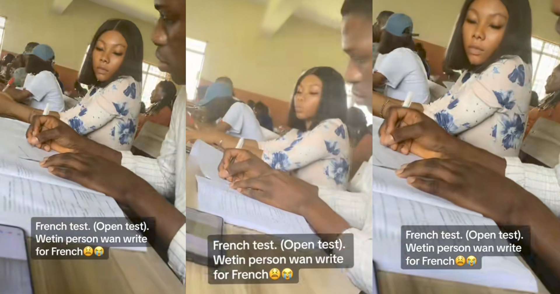 “Person serious girlfriend” – Moment Slayqueen is spotted stylishly copying answer during test