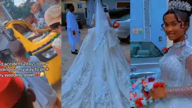 Wedding gown accident