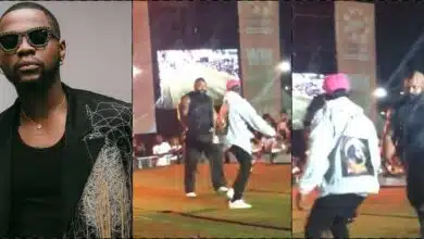 Moment Kizz Daniel's bouncer throws fan off stage