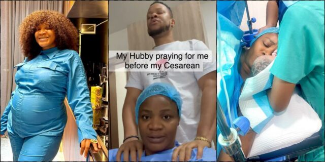 Uche Ogbodo praises husband for standing by her during CS of third child
