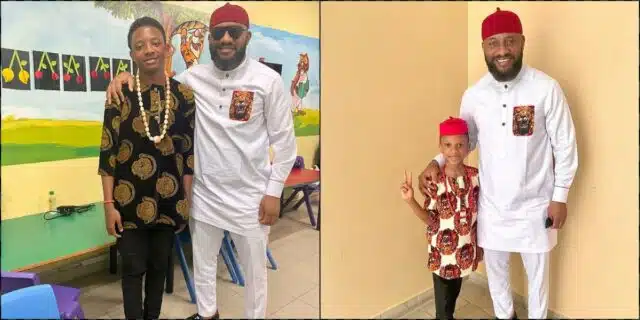 Yul Edochie pays sons a surprise visit in school after months apart