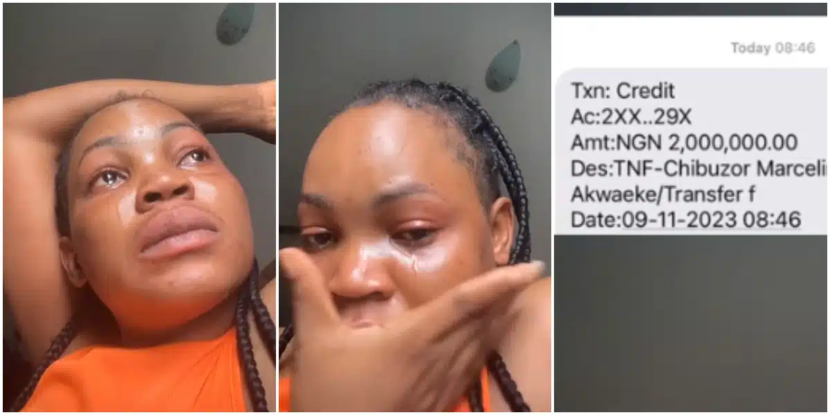 "Rich man pikin no fit relate" - Lady overjoyed, cries a river as she receives unexpected credit alert of N2 million