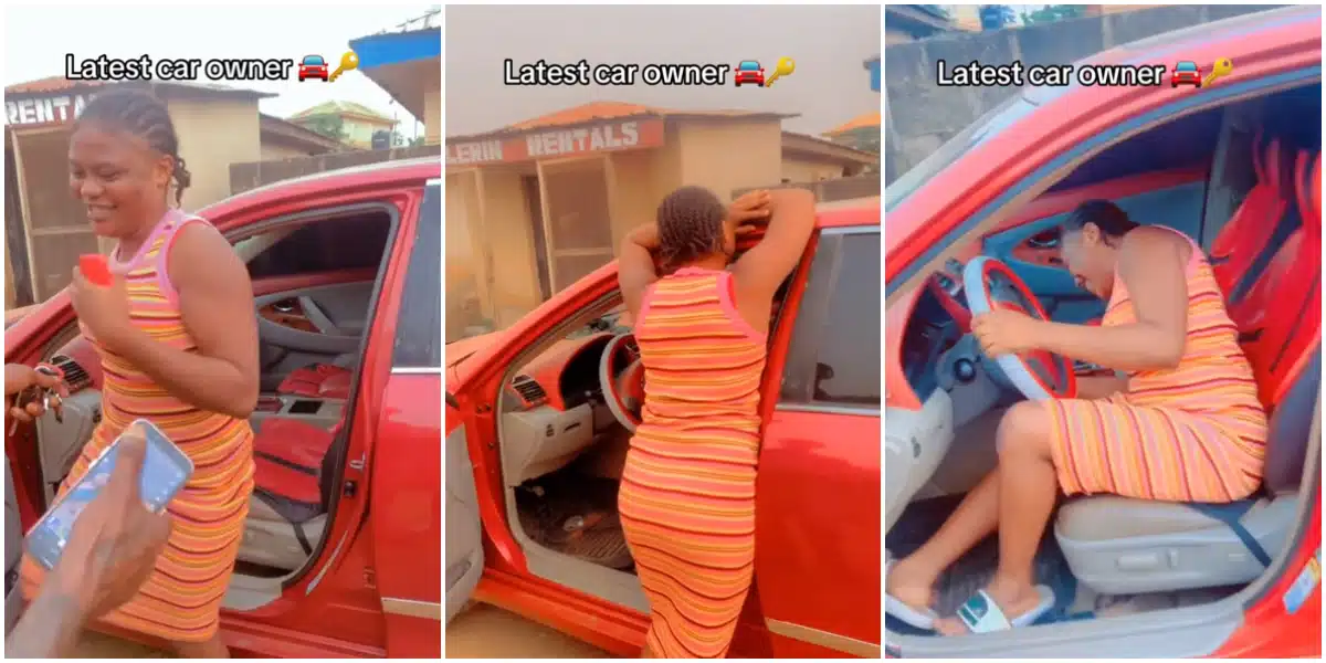 "Na who calm go enjoy” - Lady over the moon as her husband surprises her with car on their first anniversary